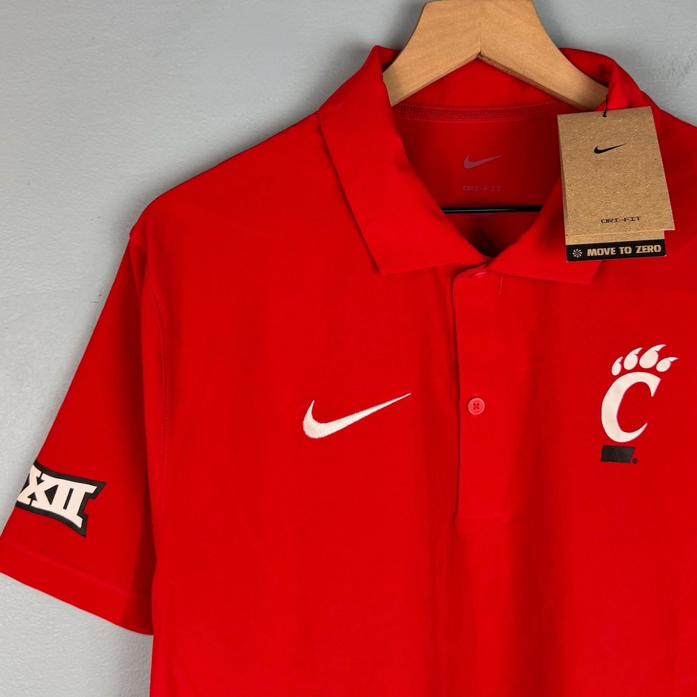 NEW Nike Cincinnati Bearcats Woven Coach Polo Shirt Men Large Red Dri-FIT Big 12